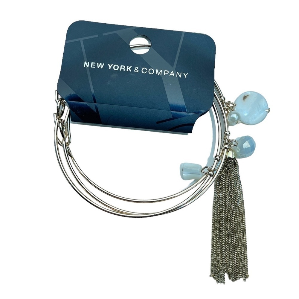 New York & Company 3-piece neutral gold metal bangle bracelet set